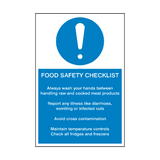 Food Safety Checklist Sign - PVC Safety Signs