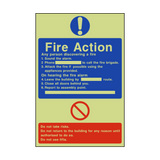 General Fire Action Photoluminescent Sign - PVC Safety Signs