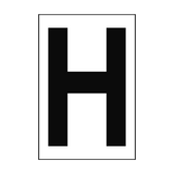 Letter H White Sign - PVC Safety Signs
