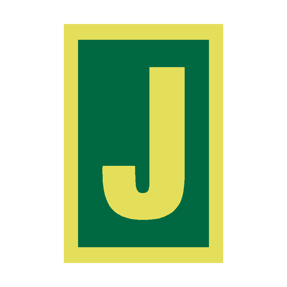 IMO Letter J Sign Photoluminescent PVC Safety Signs