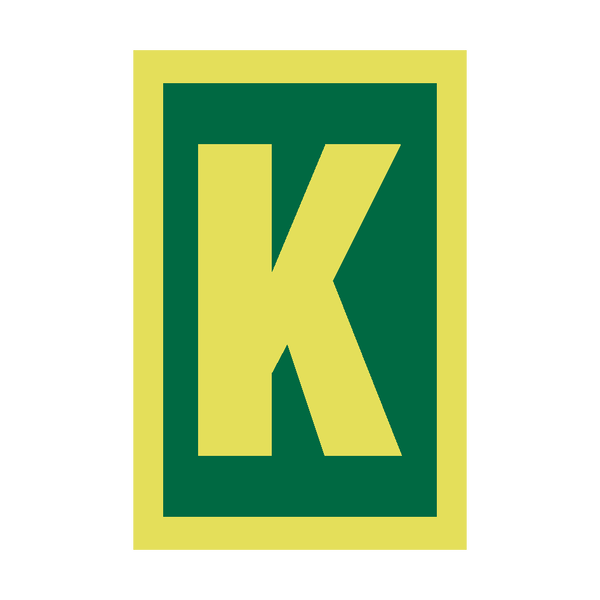 IMO Letter K Sign Photoluminescent - PVC Safety Signs
