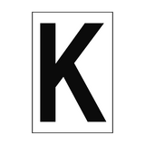 Letter K White Sign - PVC Safety Signs