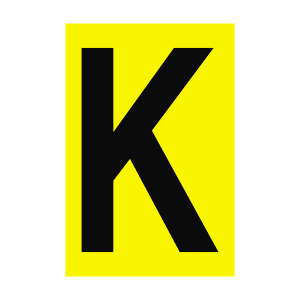 Letter K Yellow Sign - PVC Safety Signs