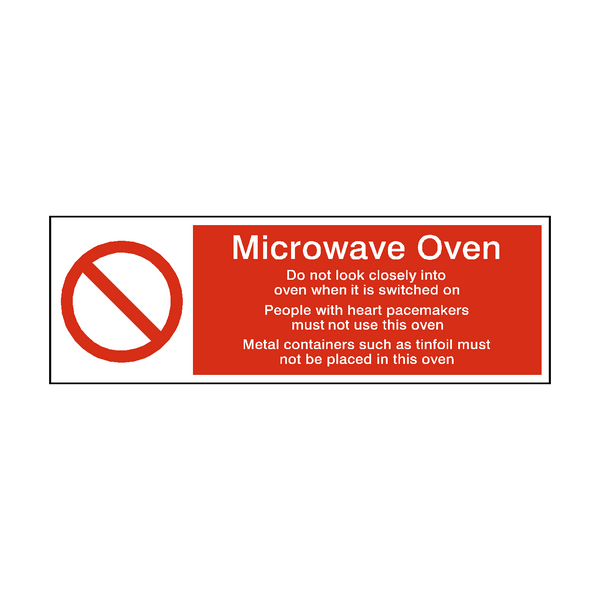 Microwave Oven Prohibition Sign - PVC Safety Signs