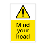 Mind Your Head Hazard Sign Portrait - PVC Safety Signs