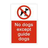 No Dogs Except Guide Dog Prohibition Sign - PVC Safety Signs