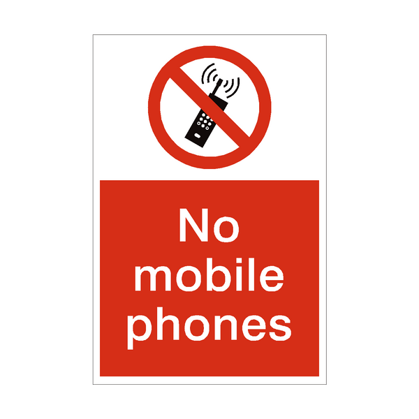 No Mobile Phones Prohibition Sign - PVC Safety Signs