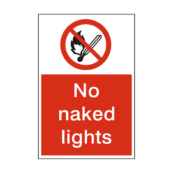 No Naked Lights Sign - PVC Safety Signs