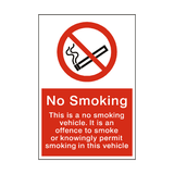 No Smoking In Vehicle Sign - PVC Safety Signs