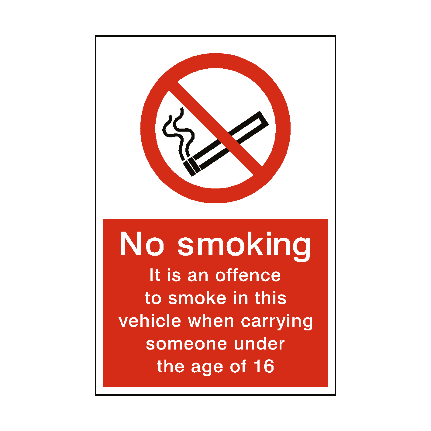 No Smoking In Vehicle Under 16 Sign | PVC Safety Signs