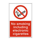 No Smoking Including Electronic Sign - PVC Safety Signs