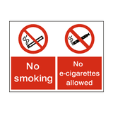 No Smoking No E-Cigarette Dual Sign - PVC Safety Signs
