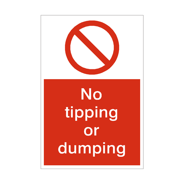 No Tipping Or Dumping Sign | PVC Safety Signs