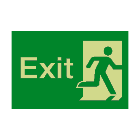 Exit Running Man Right Photoluminescent Sign | PVC Safety Signs