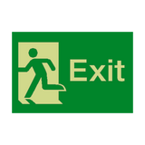 Exit Running Man Left Photoluminescent Sign - PVC Safety Signs