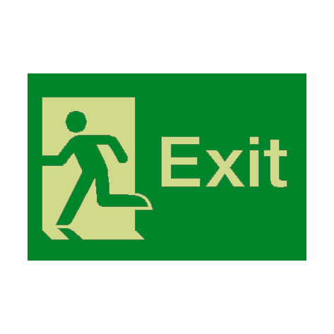 Exit Running Man Left Photoluminescent Sign - PVC Safety Signs