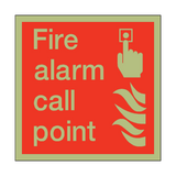 Photoluminescent Fire Alarm Call Point Square Sign - PVC Safety Signs