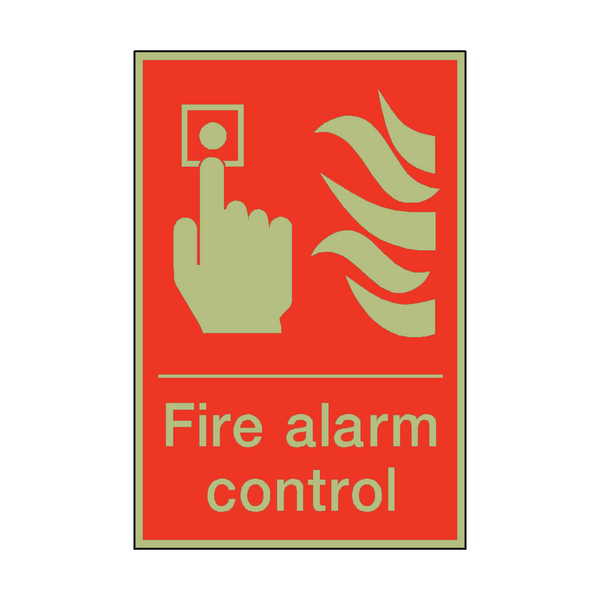 Photoluminescent Fire Alarm Control Sign | PVC Safety Signs