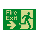 Fire Exit Right Arrow Photoluminescent Sign - PVC Safety Signs