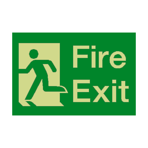 Fire Exit Running Man Left Photoluminescent Sign - PVC Safety Signs