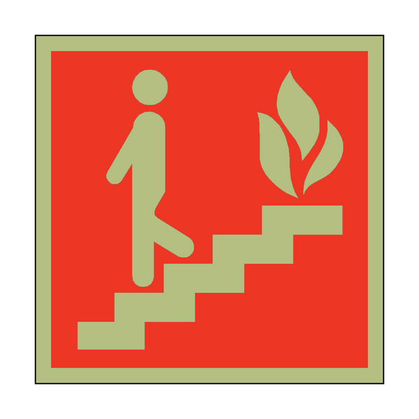 Photoluminescent Fire Exit Steps Safety Sign - PVC Safety Signs