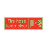Photoluminescent Fire Hose Keep Clear Safety Sign - PVC Safety Signs