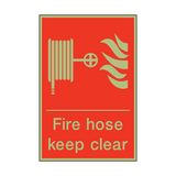 Photoluminescent Fire Hose Keep Clear Sign - PVC Safety Signs