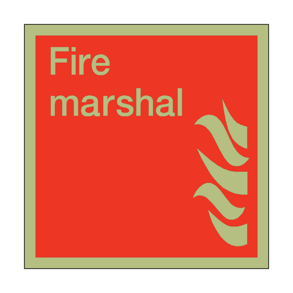 Photoluminescent Fire Marshal Square Sign - PVC Safety Signs
