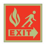 Photoluminescent Fire Safety Exit Square Sign - PVC Safety Signs