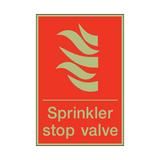 Photoluminescent Sprinkler Stop Valve Sign - PVC Safety Signs