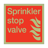 Photoluminescent Sprinkler Stop Valve Square Sign - PVC Safety Signs