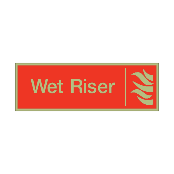 Photoluminescent Wet Riser Safety Sign - PVC Safety Signs