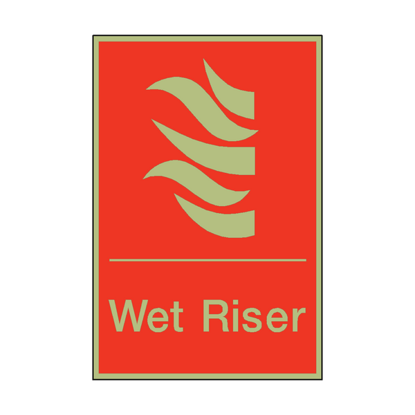 Wet Riser Simbol Photoluminescent Wet Riser Sign for Fire Safety | PVC Safety Signs