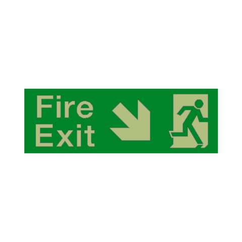 Turn to open clockwise (with arrow) in photoluminescent sign Turn to open clockwise (with arrow) in photoluminescent sign