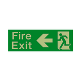 Fire Exit Arrow Left Photoluminescent Sign - PVC Safety Signs