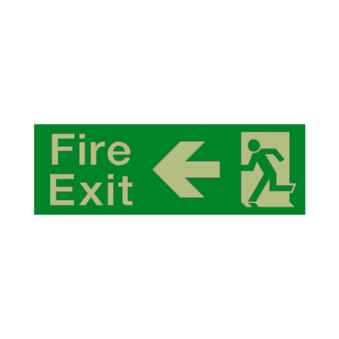 Fire Exit Arrow Left Photoluminescent Sign - PVC Safety Signs