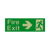 Fire Exit Arrow Right Photoluminescent Sign - PVC Safety Signs