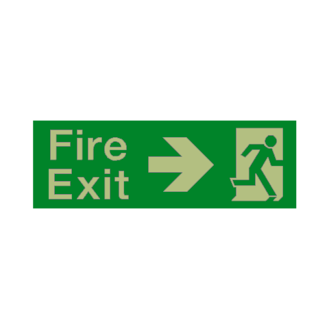 Fire Exit Arrow Right Photoluminescent Sign - PVC Safety Signs