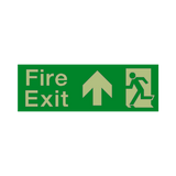 Fire Exit Arrow Up Photoluminescent Sign - PVC Safety Signs