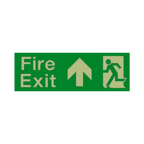 Fire Exit Arrow Up Photoluminescent Sign - PVC Safety Signs