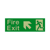 Fire Exit Arrow Up Left Photoluminescent Sign - PVC Safety Signs