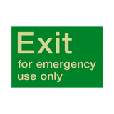 Exit For Emergency Use Only Photoluminescent Sign - PVC Safety Signs