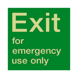 Exit For Emergency Use Photoluminescent Sign - PVC Safety Signs