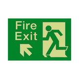 Fire Exit Up Left Arrow Photoluminescent Sign - PVC Safety Signs