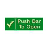 Push Bar To Open Photoluminescent Sign - PVC Safety Signs