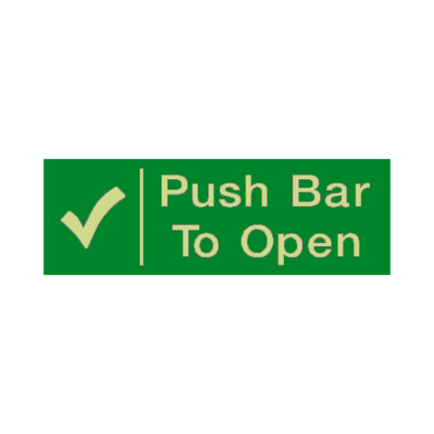 Push Bar To Open Photoluminescent Sign - PVC Safety Signs