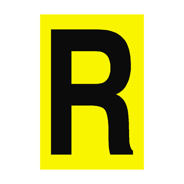 Bolded R Yellow Letter R Yellow Sign | PVC Safety Signs