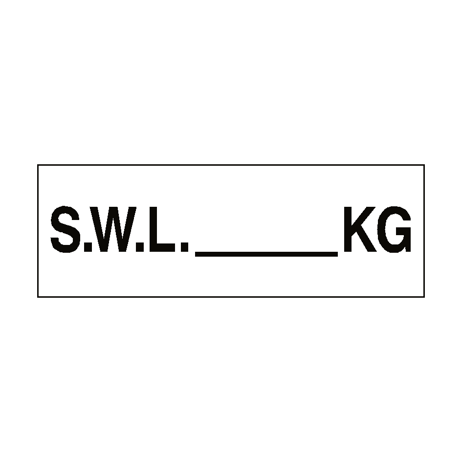 S.W.L Sign KG White | Safe Working Load Sign | PVC Safety Signs