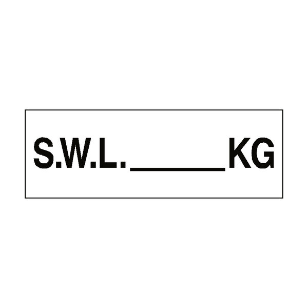 S.W.L Sign KG White - PVC Safety Signs