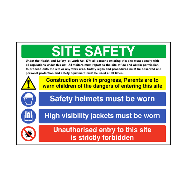 Site Safety Construction Sign - PVC Safety Signs